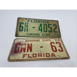 Vintage 1973 And 1974 County Code 6 Palm Beach License Plates